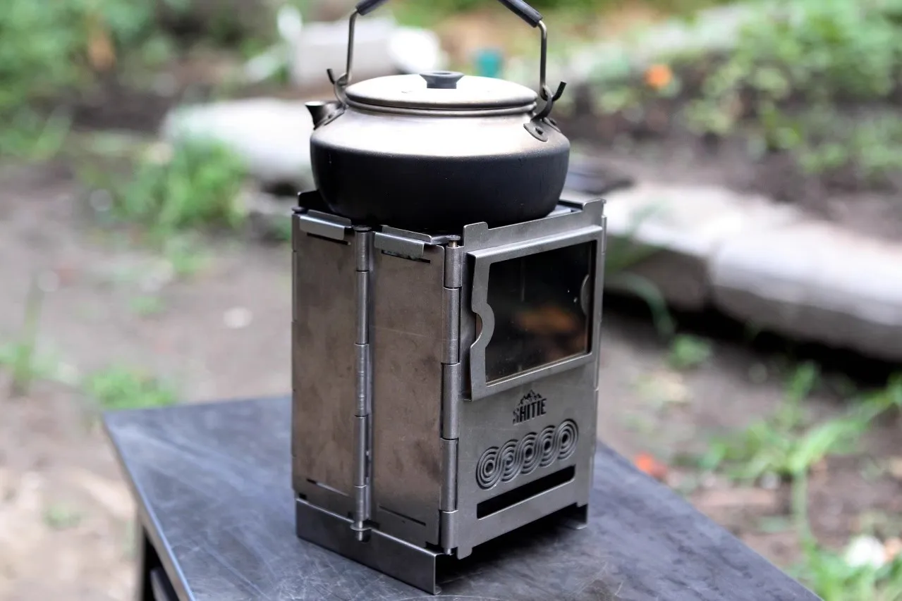 Titan-Herd, Outdoor-Camping, Holzofen, tragbar, zusammenklappbar, leicht, Touristen-Holzbrenner zum Wandern, Kochen, Picknick