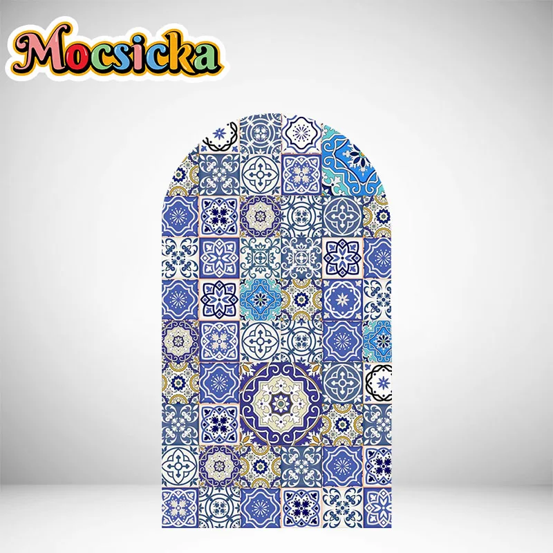 Cenário de arco de talavera mexicano, cenário de arco de chá de bebê, poliéster, arte tradicional personalizada, capa de arco de dupla face, adereço de chuveiro