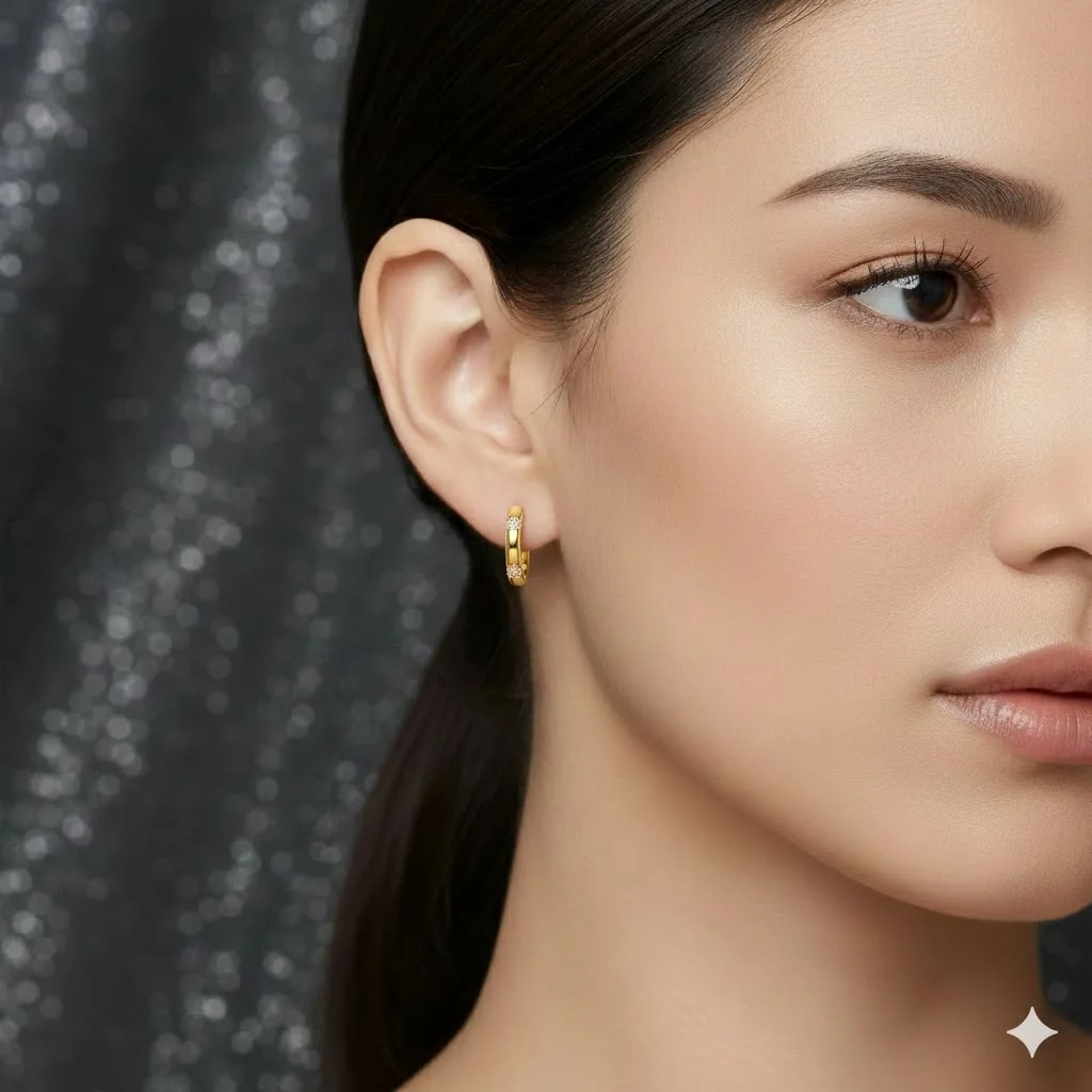 PINANNIE Pendientes Huggie Chapados en Oro de 18K para Mujer, Pequeños Pendientes de Aro, Joyería Hipoalergénica para Uso Diario, Regalo para Ella, Pendientes Coreanos ذهب حقيقي 24k للنساء, Compra en Línea India