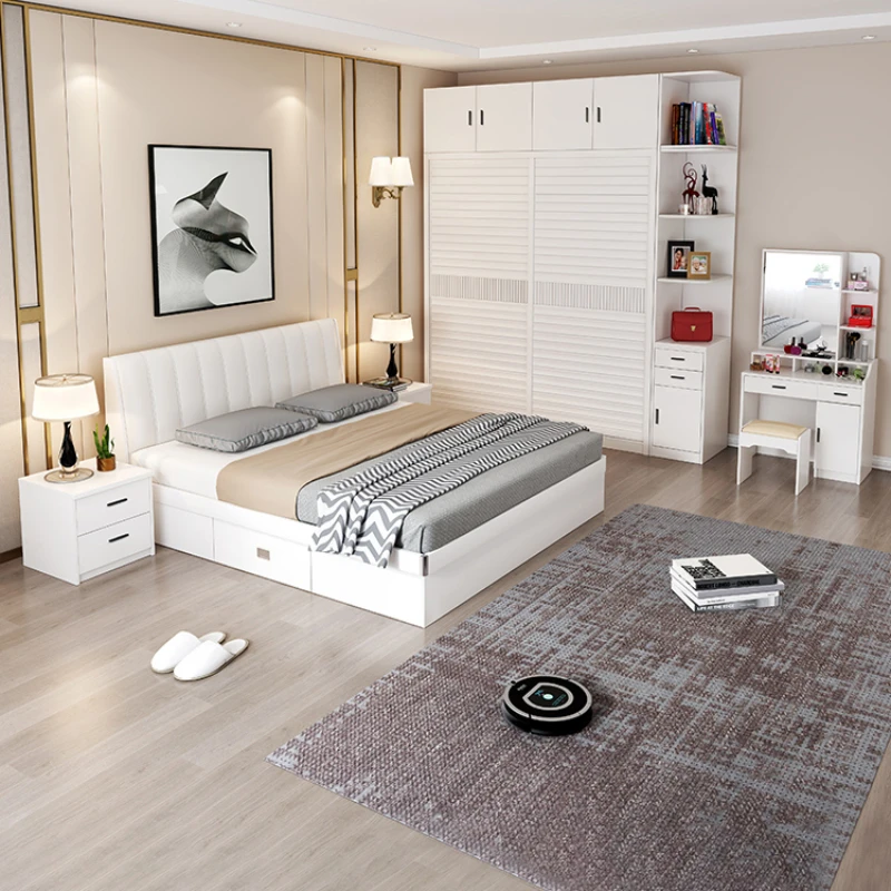 Elegant Girls Double Bed Princess Cute White Loft Bed Adults Comferter Letto Matrimoniale Bedroom Set Furniture Queen