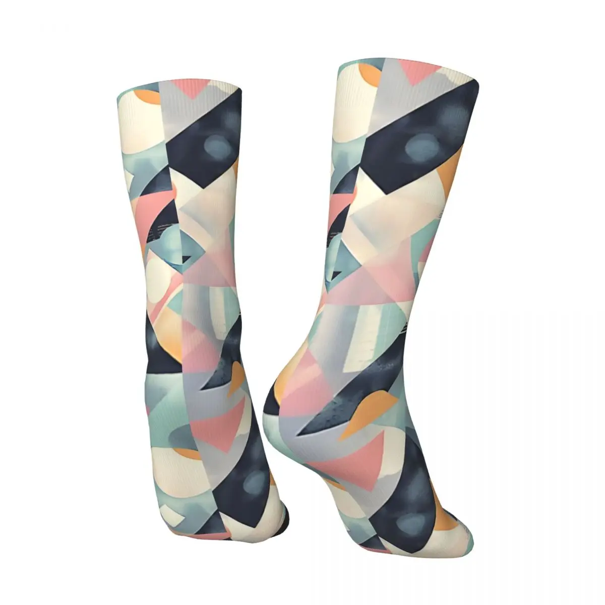 Retro Abstract Geometric Shapes Seamless Pattren 5 Men's compression Socks Unisex Harajuku Seamless Printed Novelty Crew Sock