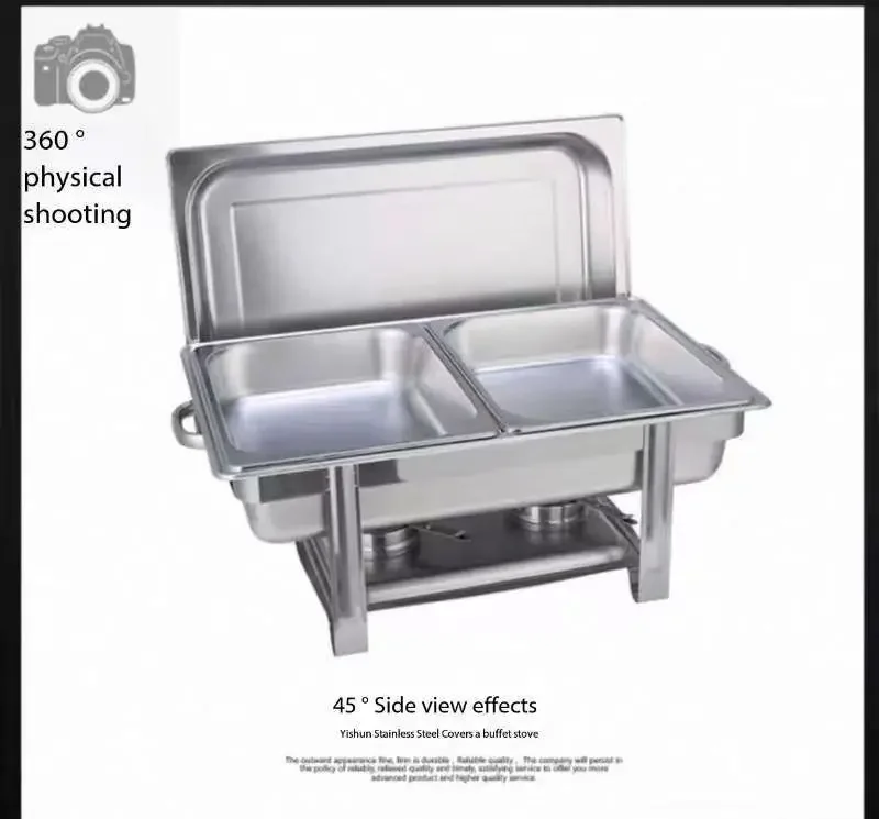 Chafing Dish Buffet Set Stainless Steel Chafer with Half Size Pans Rectangle Catering Warmer for Party
