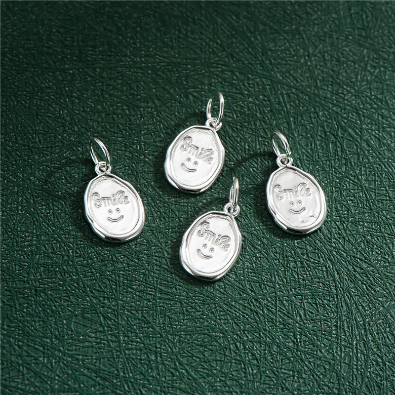 

100% Real Sterling 925 Silver Accaccessories Smiling Charm Pendant For Bracelets Necklaces Key Diy Material