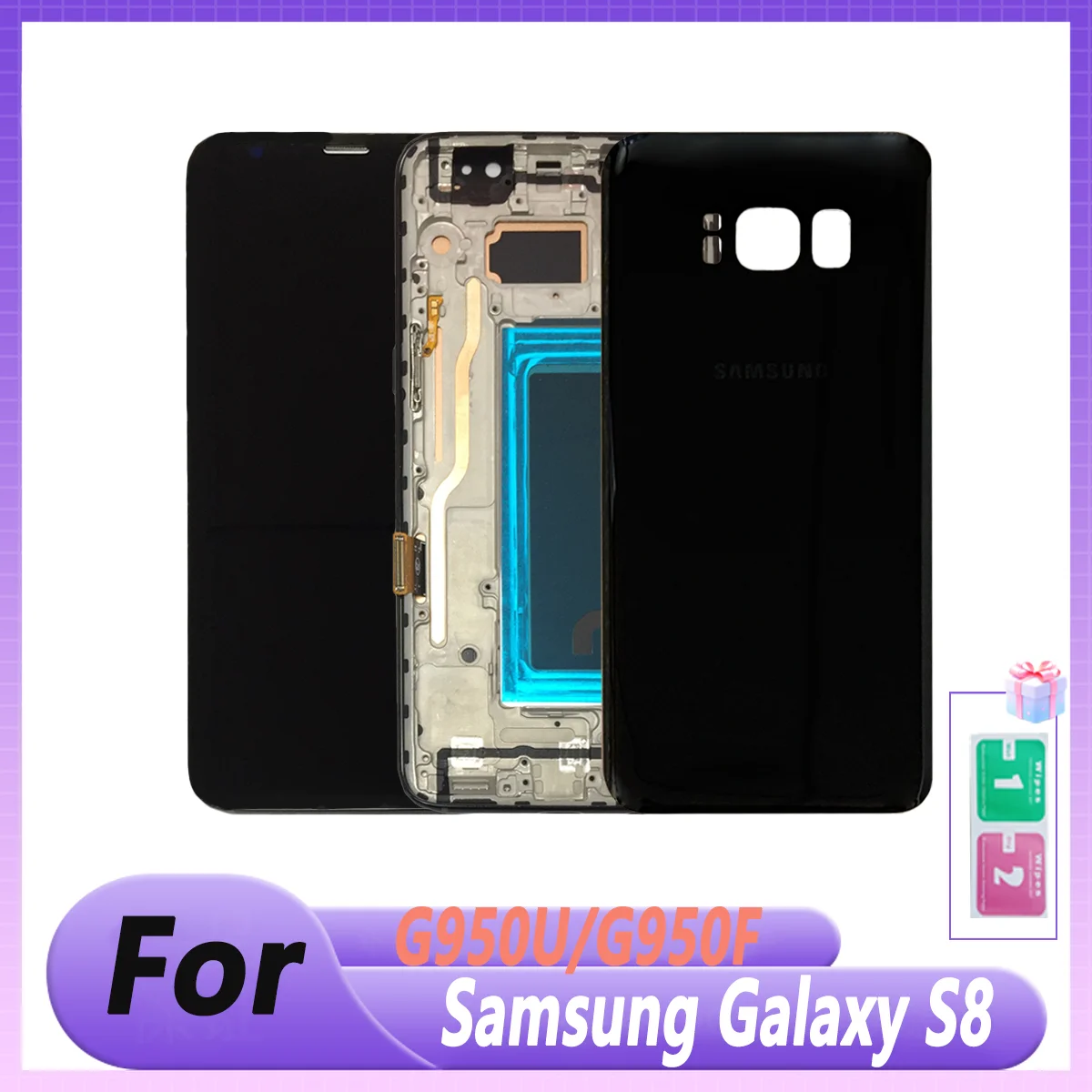 新しいディスプレイサムスンギャラクシー-s8-lcd-ディスプレイタッチスクリーンデジタイザ-s8-g950f-g950u-フレームアセンブリ交換