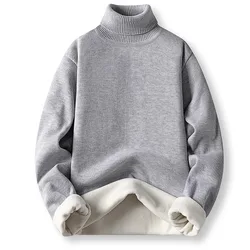 Suéteres de manga larga para hombre, jersey de cuello alto, forro polar cálido, ajustado, informal, tendencia de invierno, 4XL