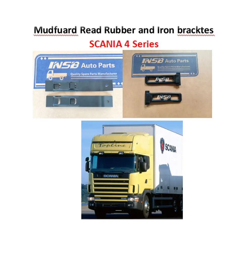 INSB 2/4PCS Mudfuard Read Rubber and Fixed Iron bracktes 1383858 1383520 1377601 1377600 1358343 for SCANIA 4 Series