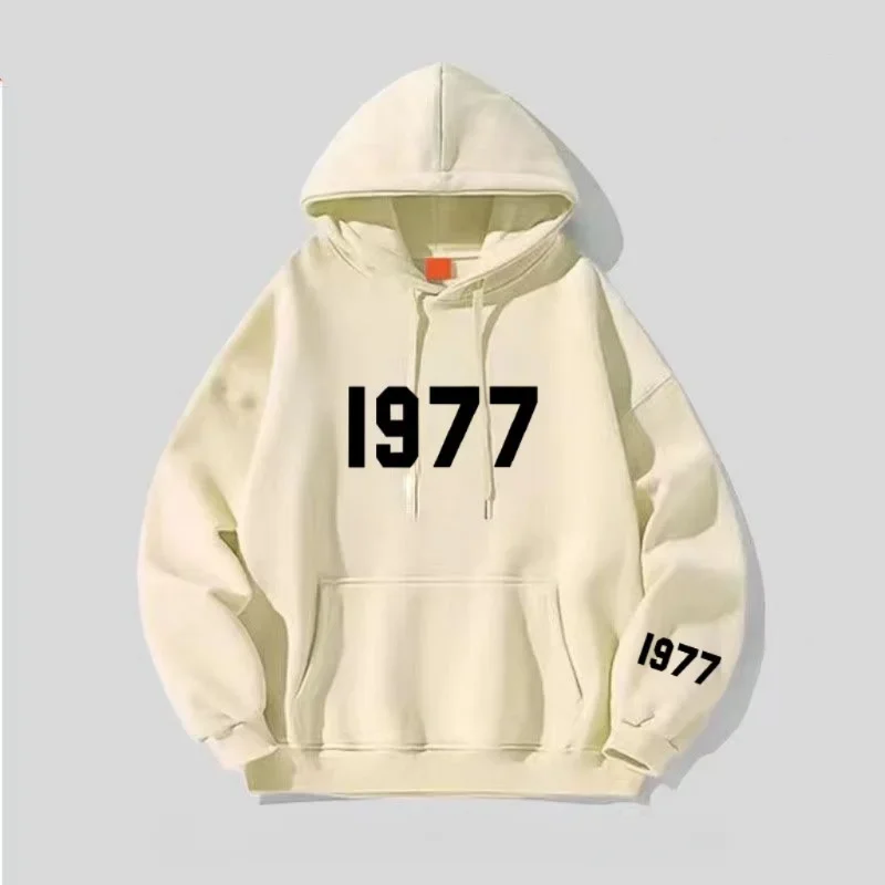 Hot 1977 Luxury Brand Graphic Mens Womens Oversize Hoodie Soft Streetwear Daily Casual Pullover Outfit Sportwear Sweatshirt