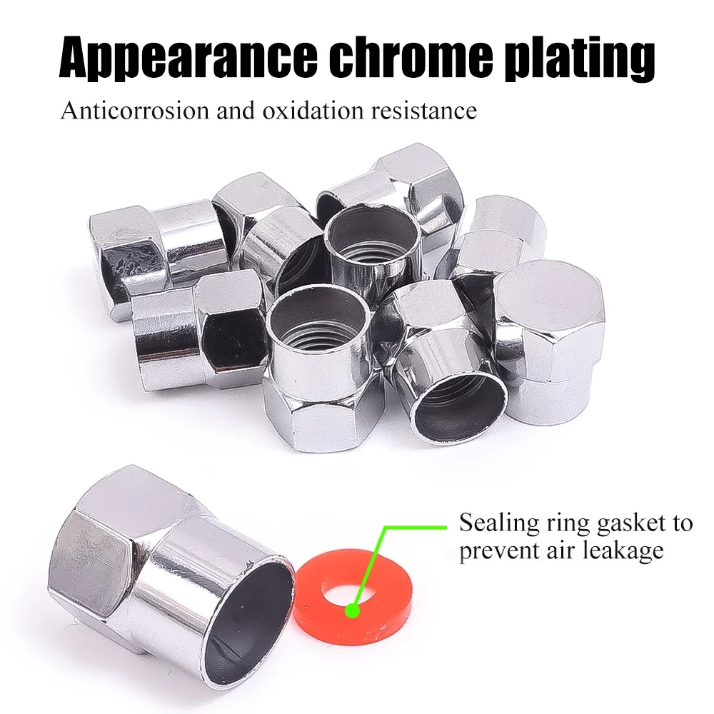 Car Wheel Tire Valve Tyre Air Pressure Caps Chrome Plated Airtight Cover Tire Accessories Valvess Stem Caps Wear-resistant Tool