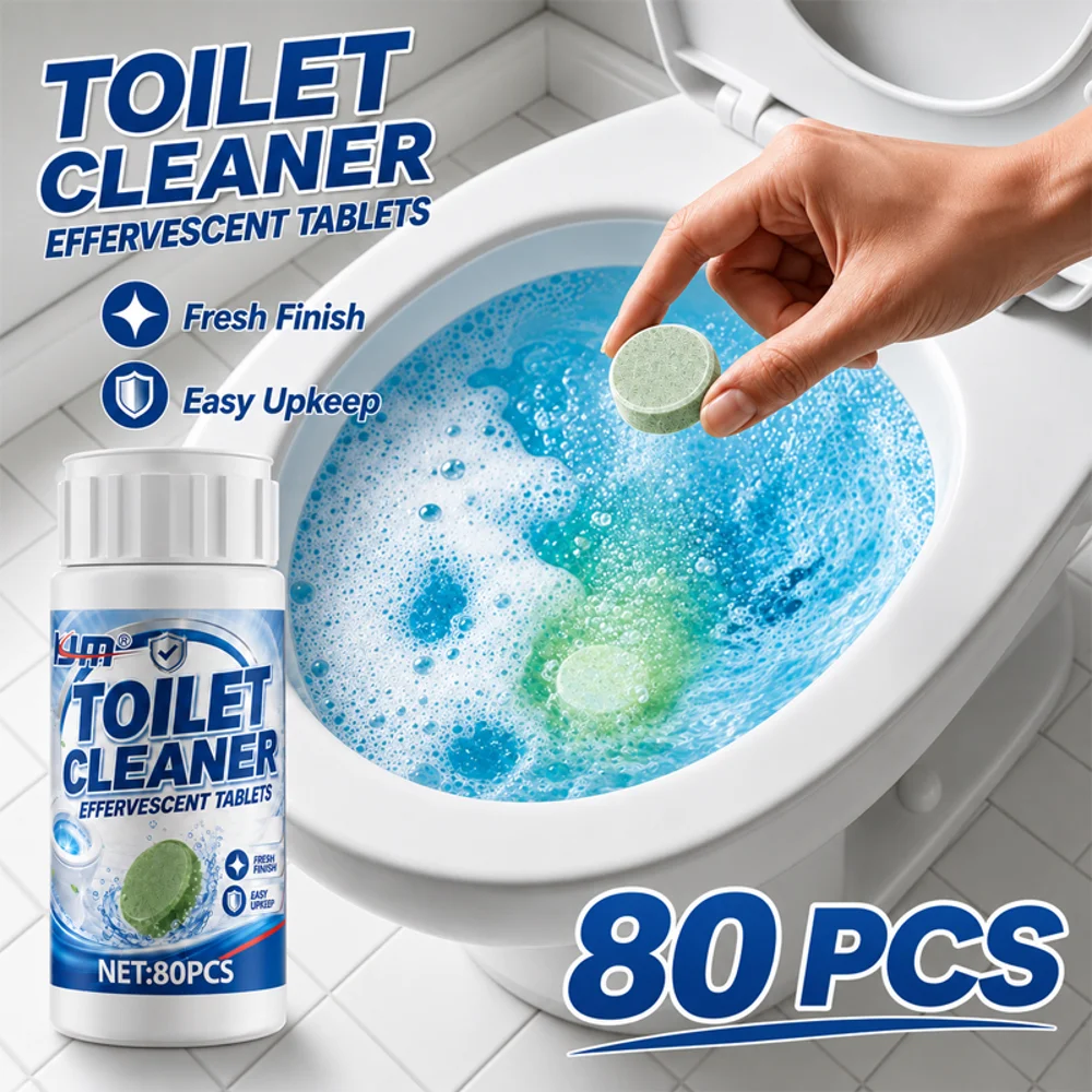 Toilet Bowl Cleaner Tablets Automatic Toilet Tank Long-Lasting Cleaners Stains Remover Bathroom Safe Descaling Deodorizing
