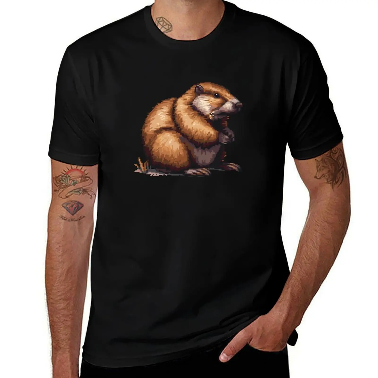 Pixelated Beaver Artistry T-Shirt Classic Graphic Short Sleeve Top T-Shirt
