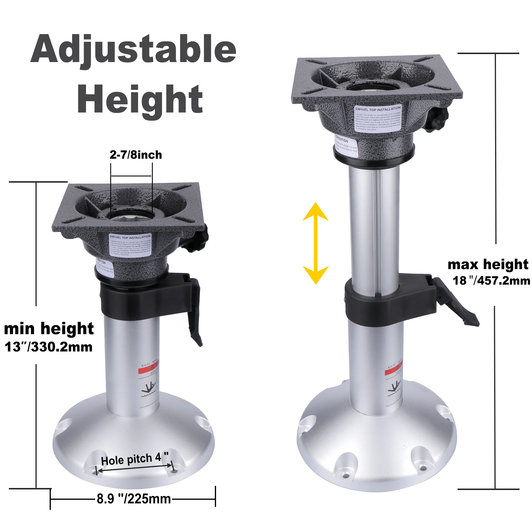 Soporte pedestal asiento barco aleación aluminio ajuste manual marino - imagen 2