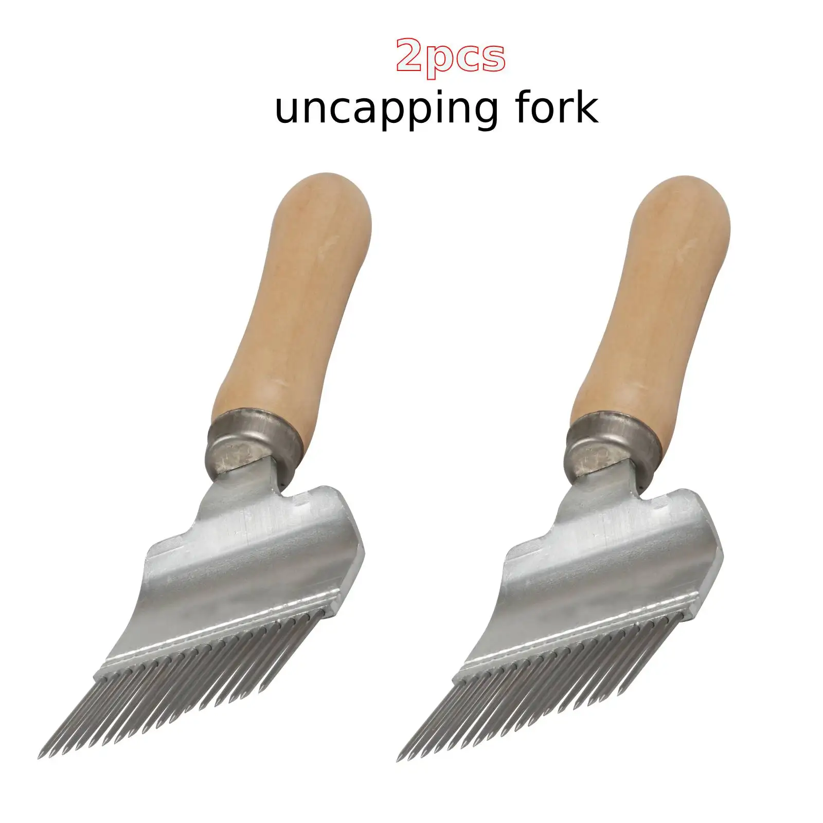 1 PC/  2 PCS Wooden Handle Honeycomb Uncapping Fork Stainless Steel Uncapping Fork Beekeeping Supplies