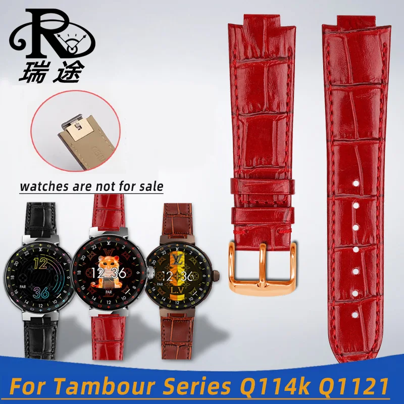 

For LV Watch Strap Bracelet Louis Vuitton Tambour Watch Belt Q114k Q1121 Quick Release cowhide Watch band Raised 18x10mm 21x12mm