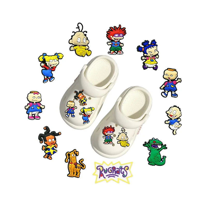 11PCS Hot New cartoon Mischievous little brat Shoes Charm various styles PVC Decoration Detachable Waterproof For Party Gifts