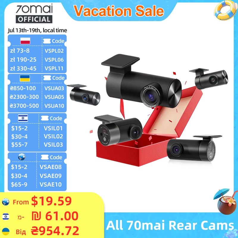 70mai Rear Cam RC06 RC12 RC14 RC22 RC24 RC41 Innenkamera FC02 für 70mai Dash Cam Dual-Channel Aufnahme Parkplatz Aufnahme