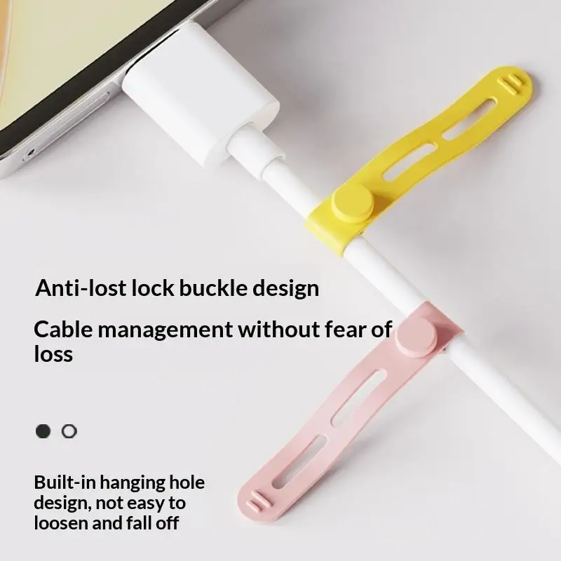 Organizador de cables de silicona creativo, Cable de datos, almacenamiento de cables de auriculares, clasificación de cables de carga, correa enrolladora multifuncional, 10 Uds.
