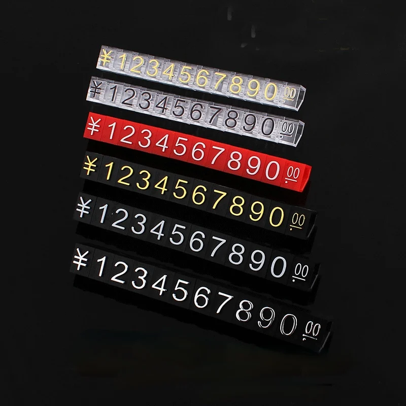 10 Sets 4x6mm Adjustable Assembly Number Price Cube Tags Angled Pricing Counter Display Stand Label Sale Price Tags