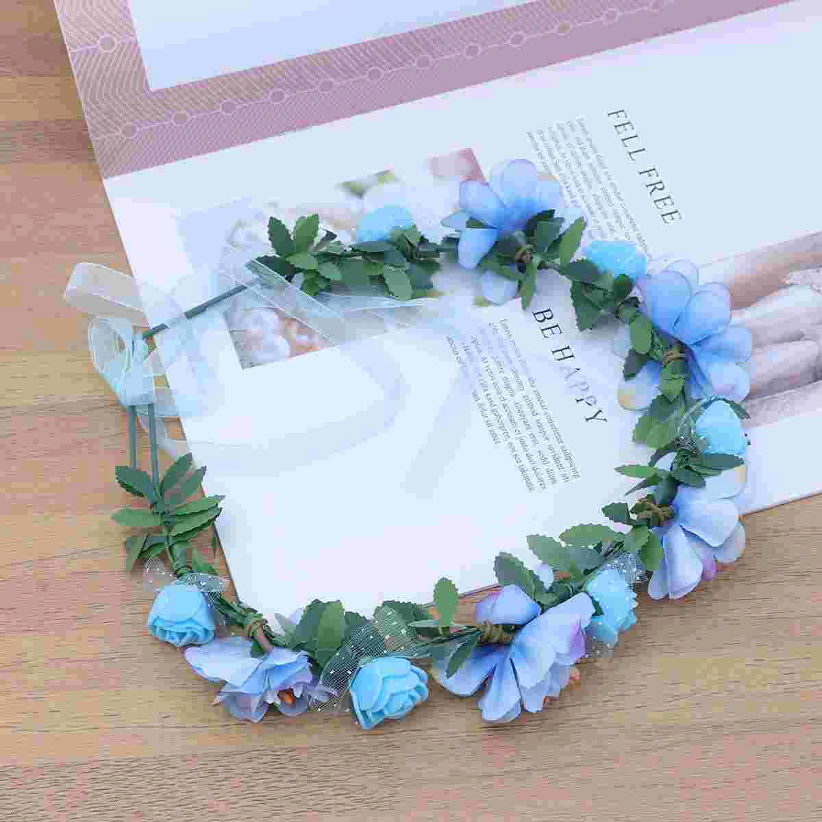 

Elegant Bohemia Floral Headband Simulation Garland Wreath Forehead Hair Accessory Beach Headpiece Lightweight Wedding