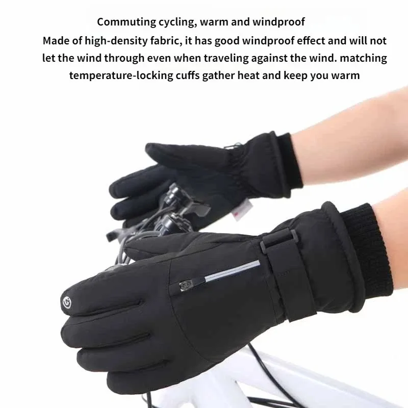 قفازات شتوية مقاومة للماء من الصوف تعمل باللمس - قفازات ركوب الدراجات النارية والجري في الهواء الطلق ومضادة للانزلاق ودافئة بإصبع كامل #5