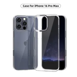 Silicone Ultra Thin Soft Case For iPhone 16 Pro Max 16 Plus Clear Transparent Back Cover Slim Cases