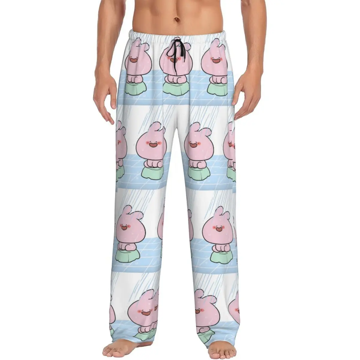 

Мужские пижамные штаны Asamimichan на заказ с милым кроликом, эластичная одежда для сна с карманами