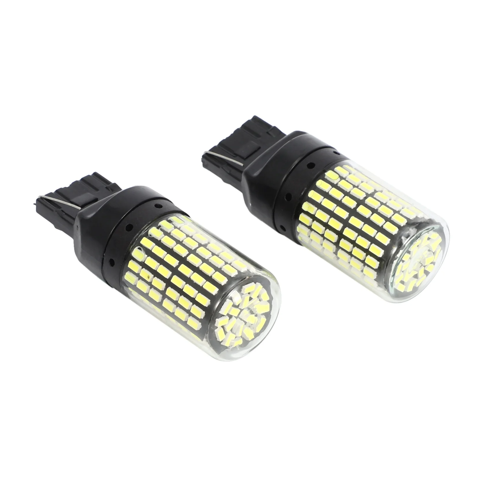 LICE-6Pcs Super Bright Canbus T20 7440 W21W Wy21w 144-Smd عكس الضوء بدوره مصباح إشارة قذيفة سوداء (الضوء الأبيض)