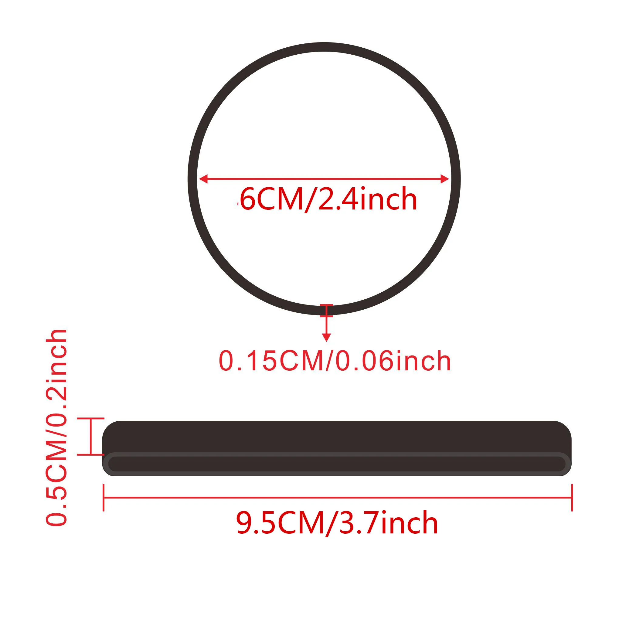 60 Stück schwarzes großes Gummiband 6 cm/2,4 Zoll dehnbare robuste Gummiringe hochelastische Gummi-Gummibänder Verpackung