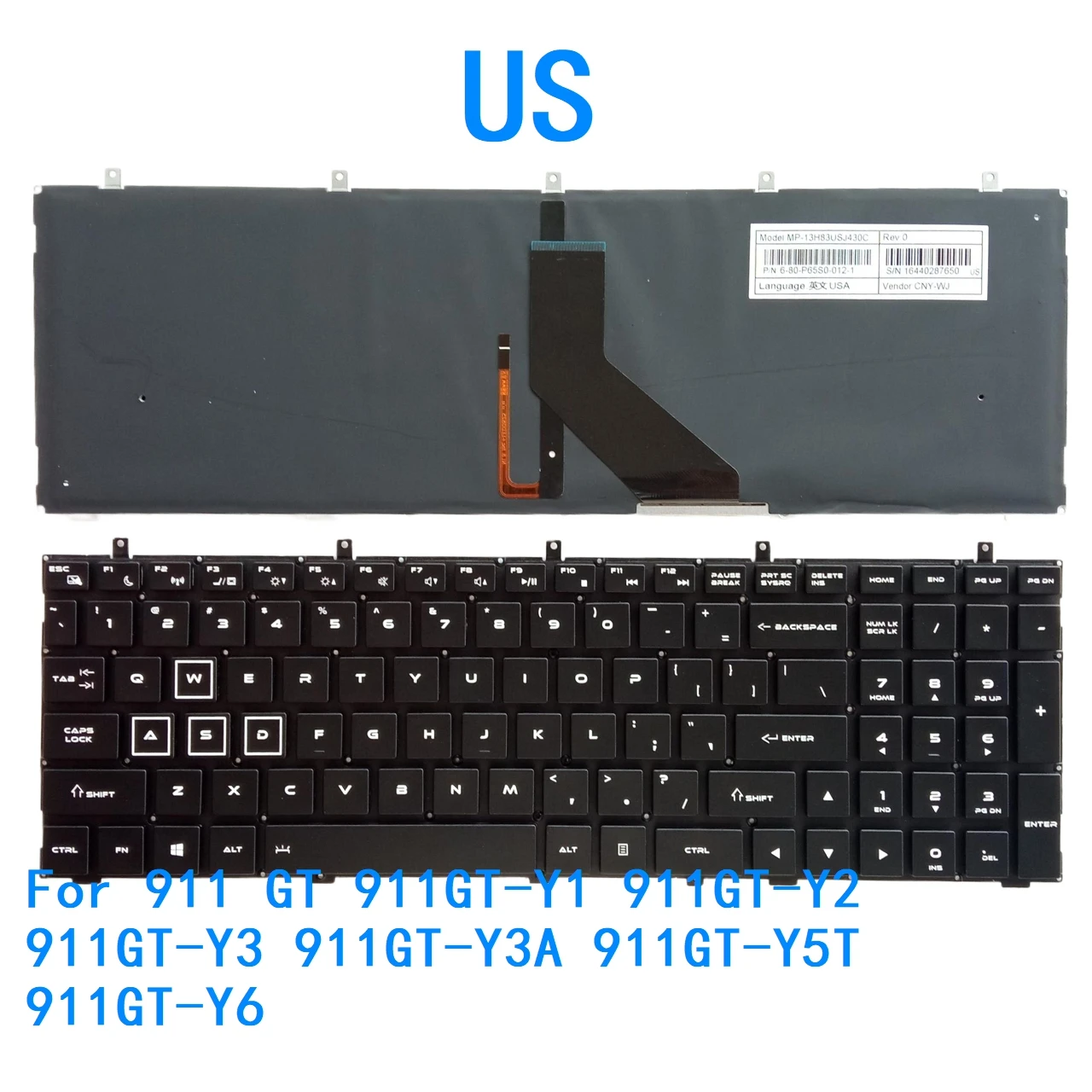 New US Language Backlit Keyboard For ThundeRobot 911 GT 911GT-Y1 911GT-Y2 911GT-Y3 911GT-Y3A 911GT-Y5T 911GT-Y6 Keyboard