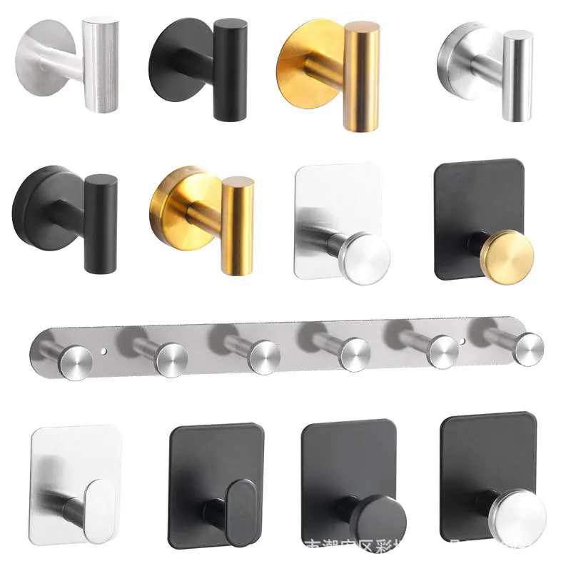 Black White Robe Hooks Towel Hanger Nail Wall Rack Hooks Coat Clothes Holder for Bathroom Kitchen Accessories