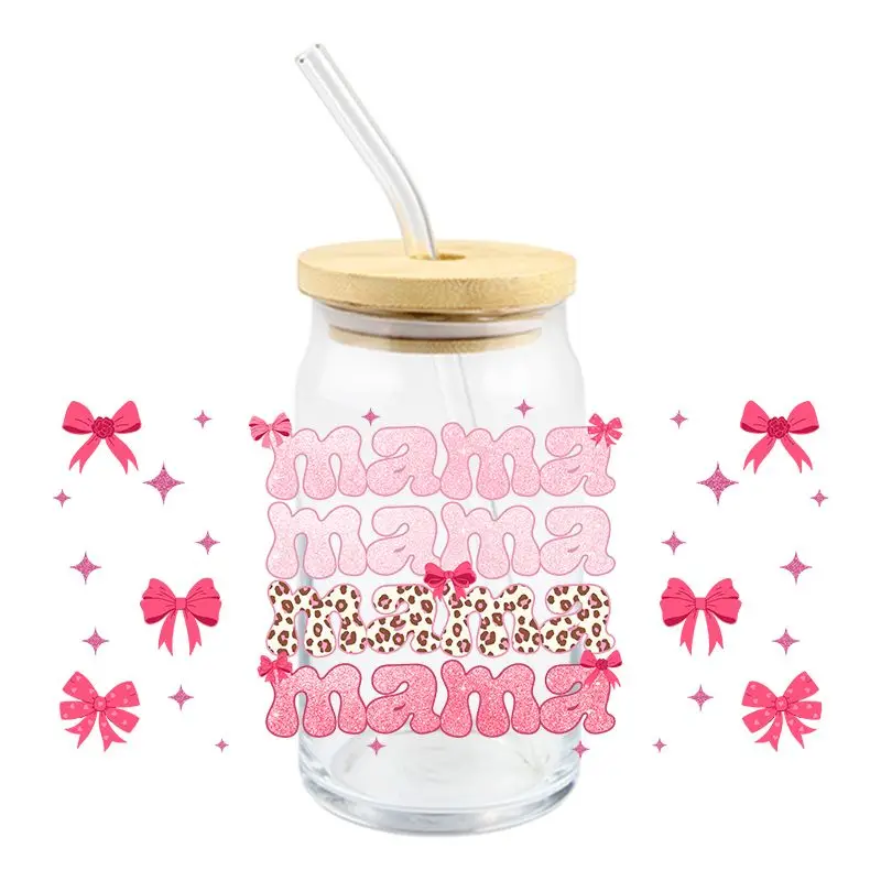 Mother\'s Day UV DTF Wrap Transfer Stickers Cartoon Cute Design Waterproof Wrap For Bottles Cups Mugs Decal
