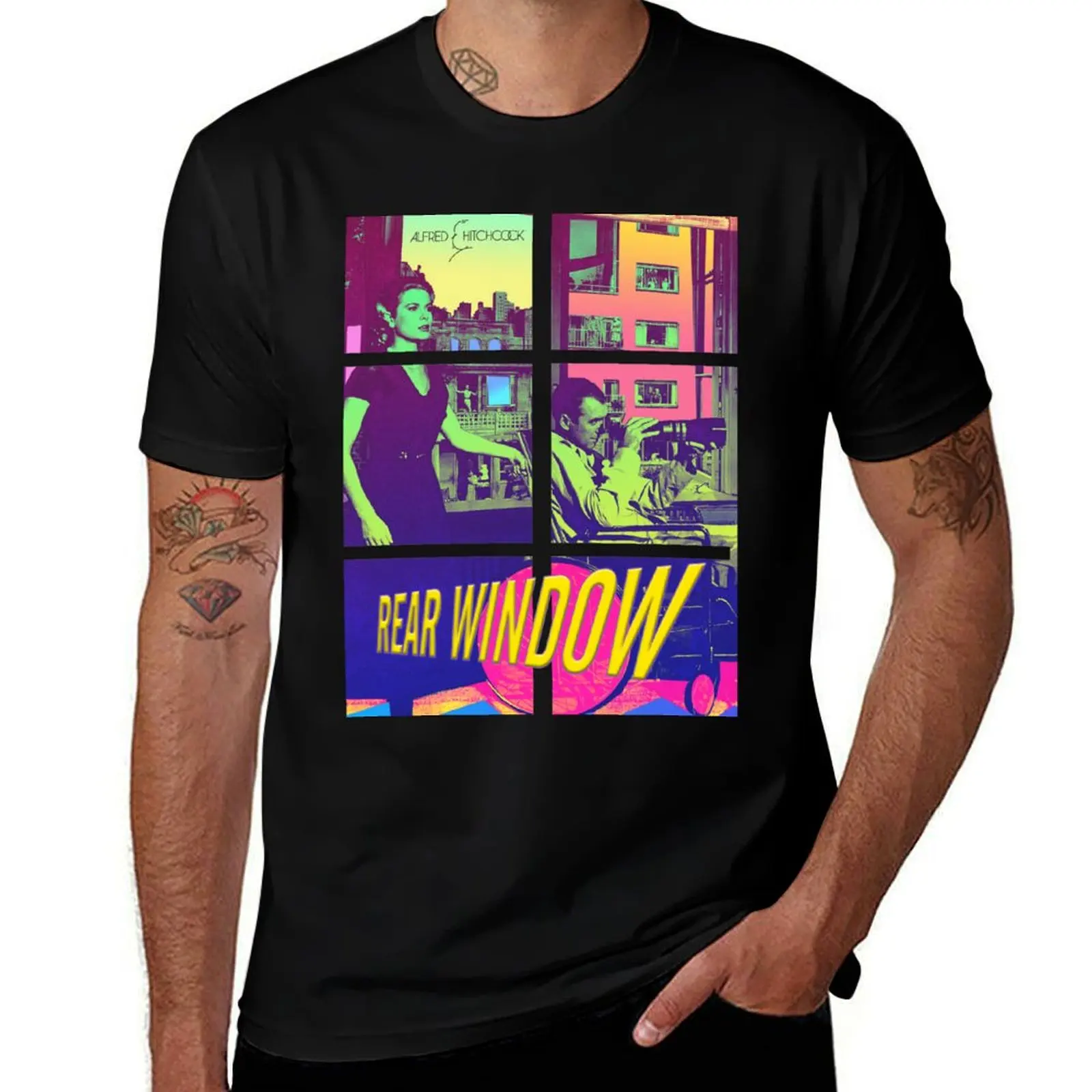 Alfred Hitchcock Rear Window Featuring James Stewart and Grace Kelly Officially Licensed Fan Art T-Shirt