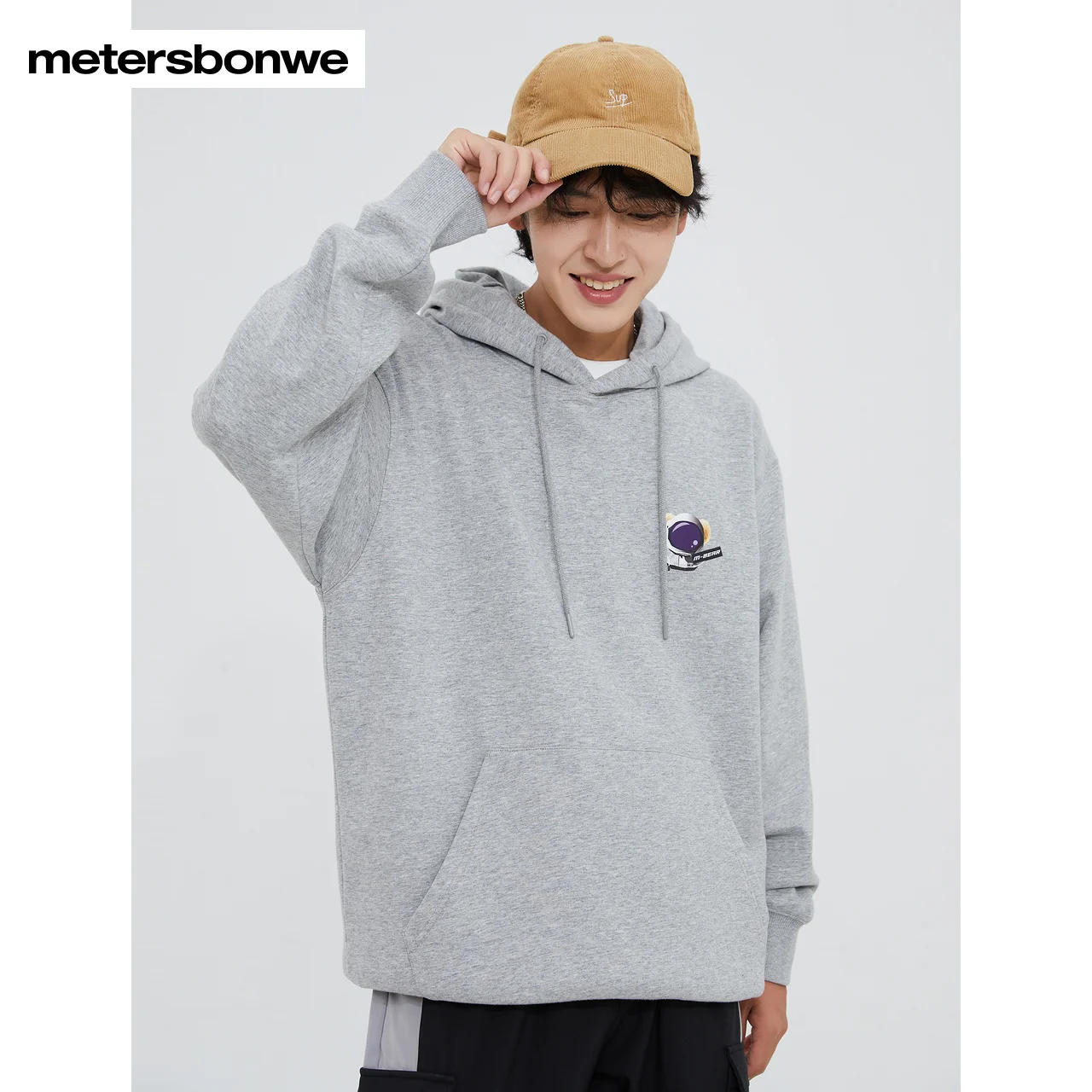 Metersbonwe-Men's Large Printed Back Hoodie Fleece-Lined Fashion Thick Sweatshirt With Hooded  Winter