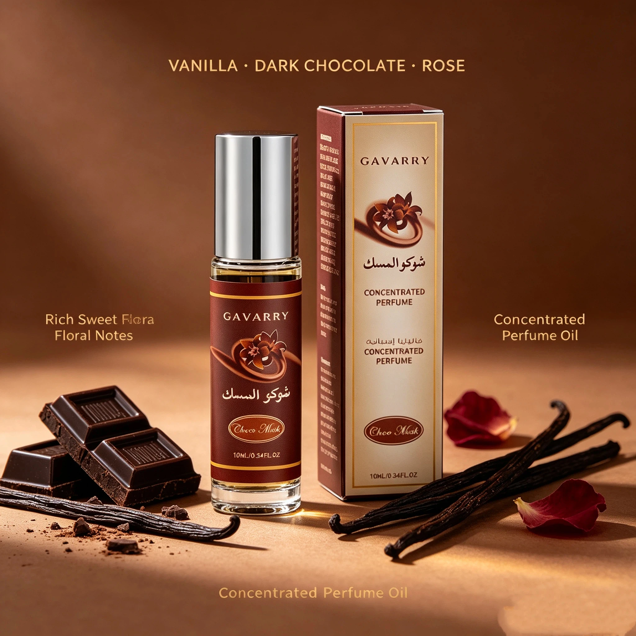 10ml Chocolate Vanilla Pheromone Oil - Dark Chocolate Rose Subtle Perfume Oil, Long‑lasting Fragrance Oil for Women Dating