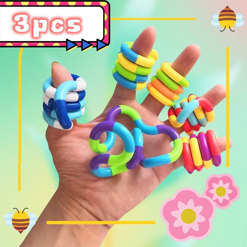 3Pcs Tangle Rope Twist Fidget Toy Rrainbow Circle Sensory Autism Therapy Jouet Anti Stress Enfant Juguete Antiestres Niños