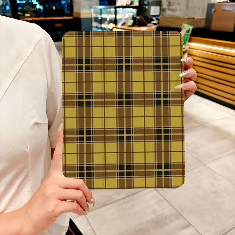 British style brownish-yellow checkered TABLET CASE FOR iPad pro 10/11-Inch 2020/6th/7th /8th /Air 3rd/Air 4th/9th gen/Air 5th G