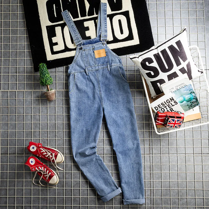 

Американские джинсовые комбинезоны в стиле рабочей одежды, свободные цельные брюки, длинные брюки для пар, с высокой талией, прямые, повседневные джинсы