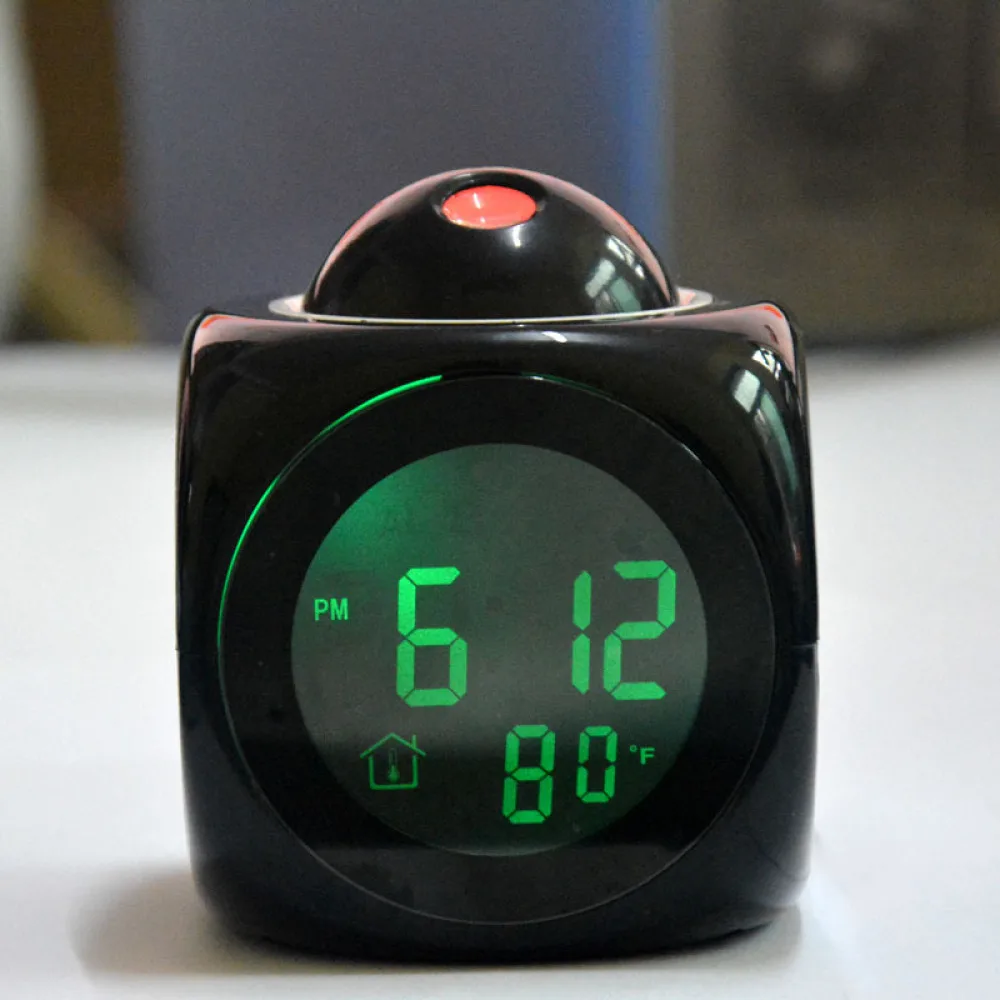 Talking Time Projection Alarm Clock Digital LED Display Ceiling Projector Decor Clock For Kids Room Elderly Bedroom