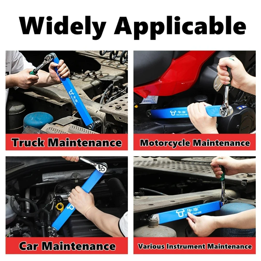 Professional Zero Offset Extension Wrench Motorcycle Repair Tool Tight Space Extension Tool 1/2 in. 1/4 in. 3/8 in.Home Tool Set