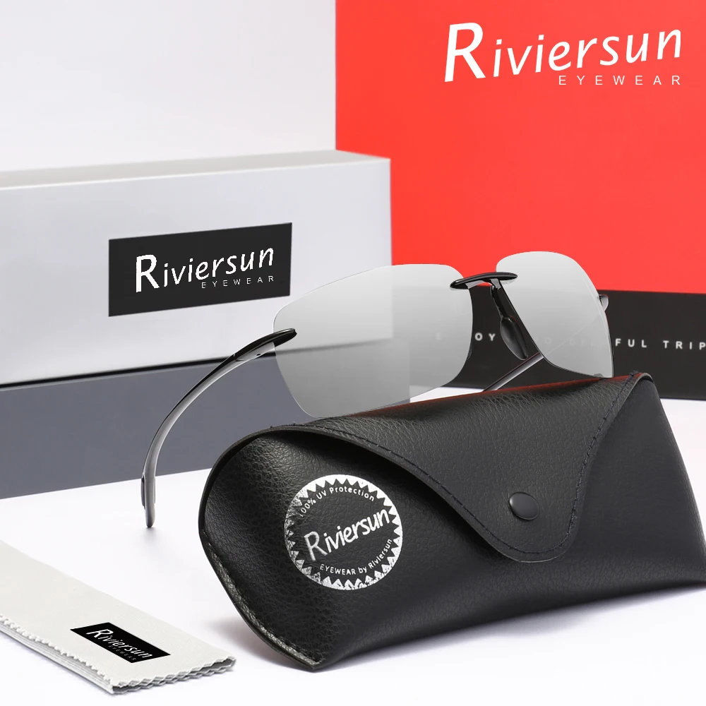 Ultraleichte Sport-Sonnenbrille für Herren, randlos, für Damen und Herren, rechteckiger Rahmen, ideal zum Autofahren, UV400-Schutz.