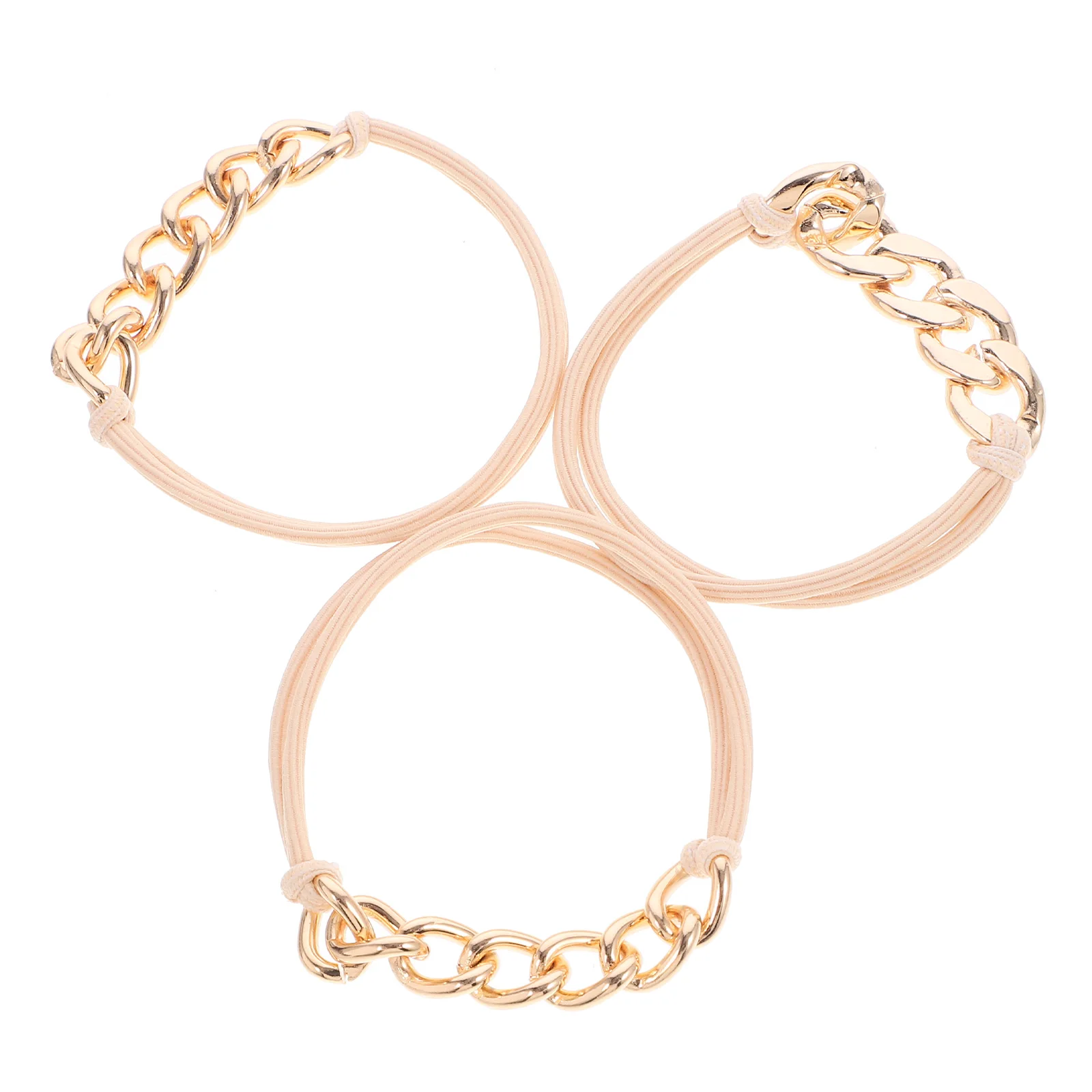 

3Pcs Gold Hair Ties Elastic Braiding Tools Chain Accessories Women Girls Hairb s Scrunchies Ponytail Holders Durability