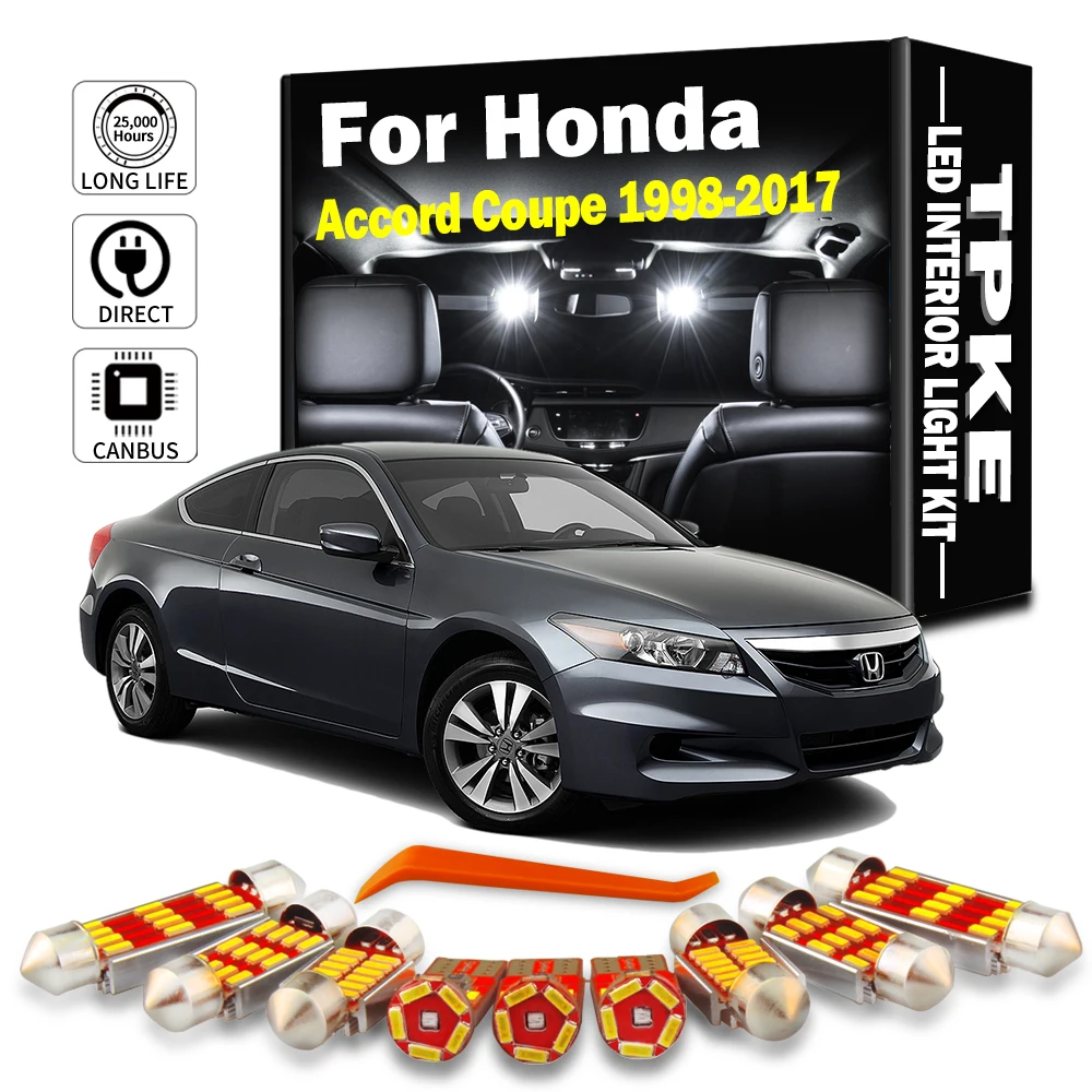 Canbus LED Interior Dome Reading Light Kit For Honda Accord Coupe 1998 2002 - 2012 2013 2014 2015 2016 2017 Car Bulb Accessories