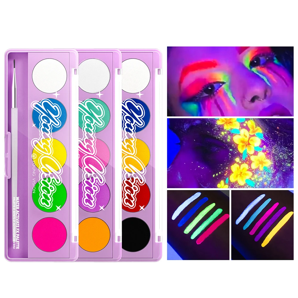 

YOUNG VISION Fluorescent UV colorful painting plate face painting water-soluble easy clear and durable paste stage performance