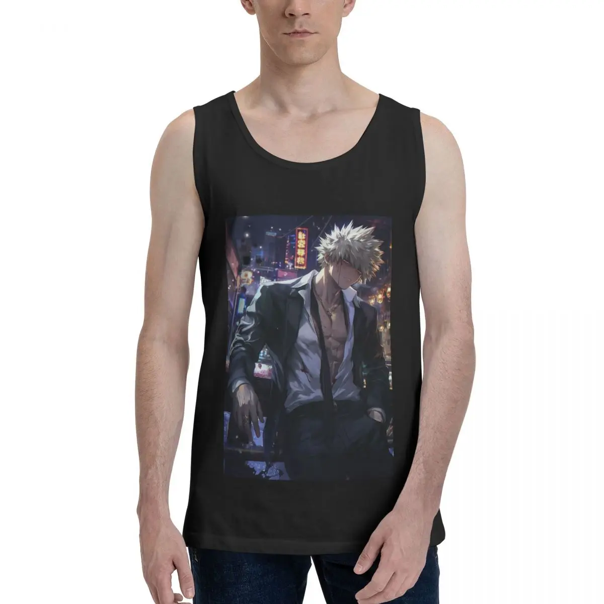 Bakugou Katsuki 100% Cotton Men's Sweatshirt Vest Sleeveless Clothing Tees Men Tank Tops T-shirt