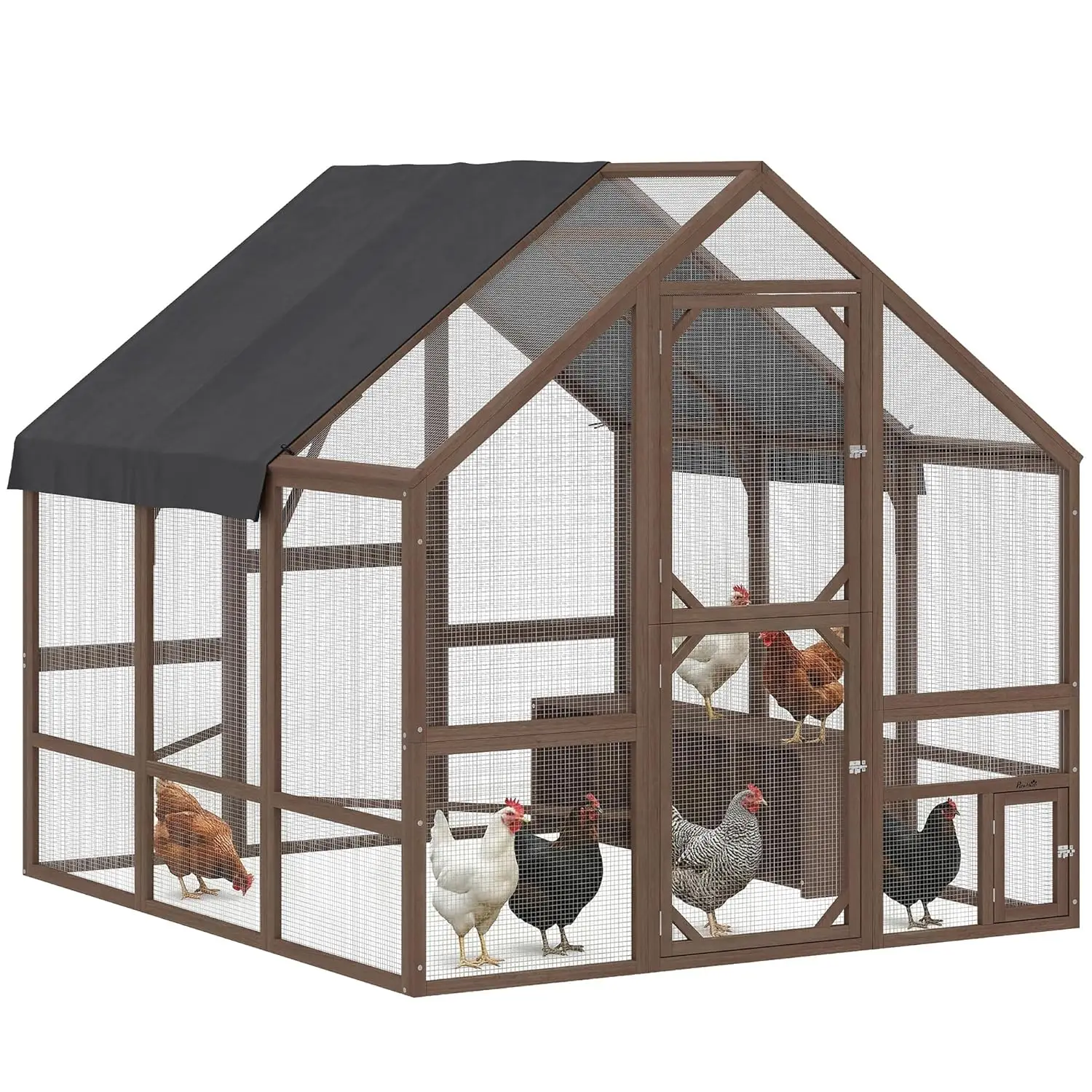 

Large Wooden Chicken Coop Hen House Run Waterproof Cover Nesting Box Perch Backyard Poultry Cage Rabbit Hutch 83x73x73in, Custom