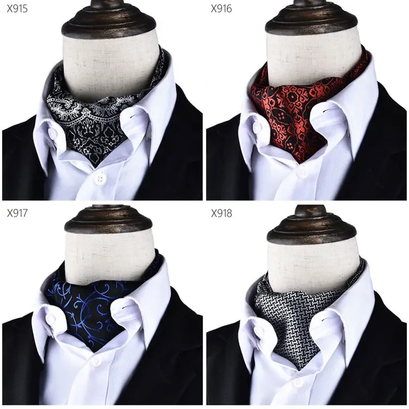 New Paisley Floral Blue Ascot Tie Men Cravat Necktie Cashew Cravat Neck Tie Wedding Ascot Scarf Cravat Formal Dress Corbatas