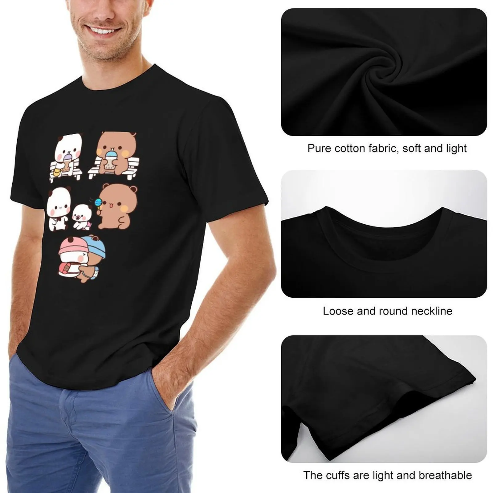 Bear and Panda Bubu Dudu Balloon T-Shirt heavyweights funny meme t-shirts Aesthetic clothing cute tops t shirt for men