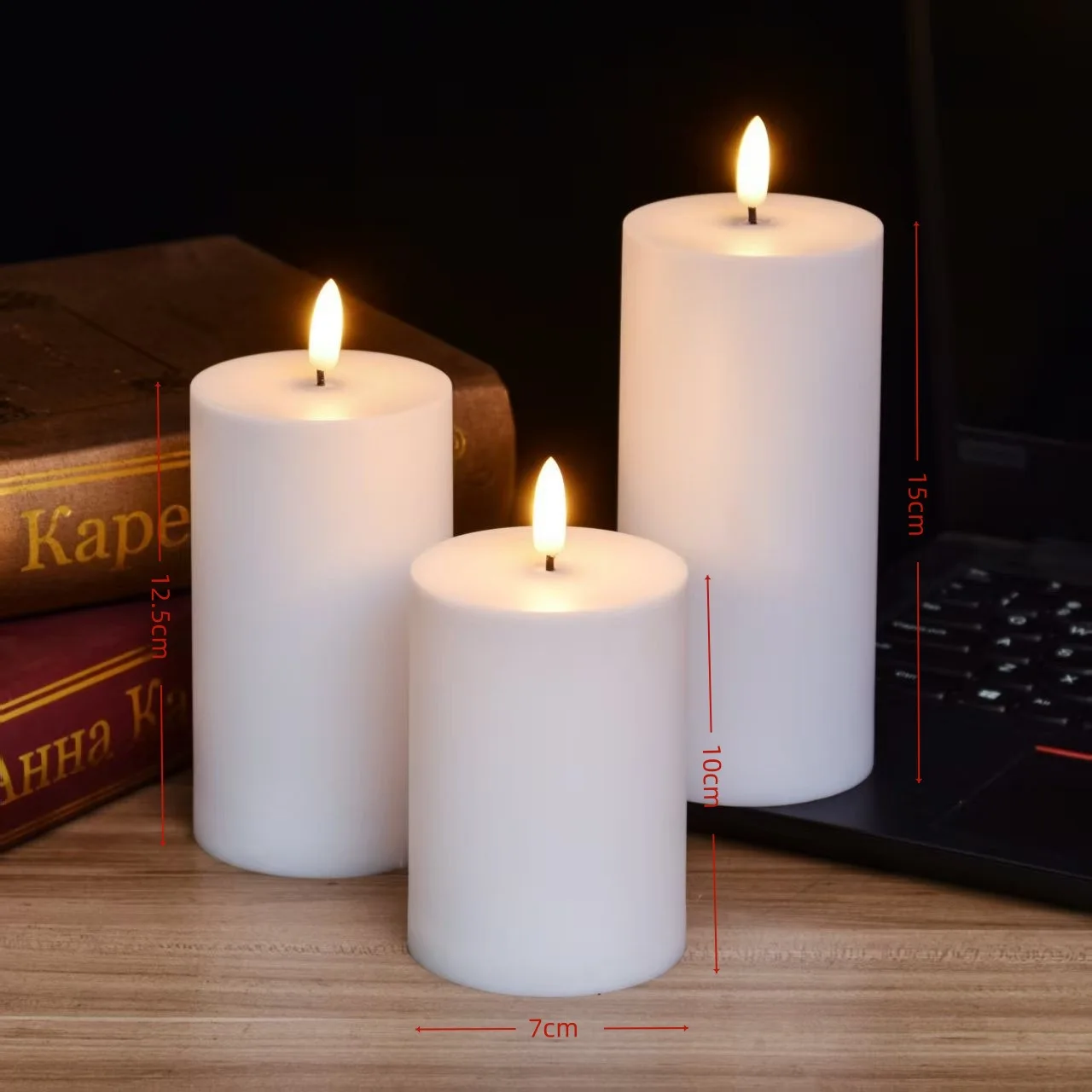35-10cm Outdoor-Säulenkerze & Fernbedienbare IP44 Atmosphärenlampe für Hochzeiten und Partys, Flammenlose Warmweiße LED-Nachtlampe – Detail 3