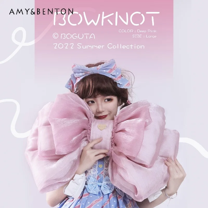 الأصلي فتاة نمط الحلو القوس الكبير على ظهره لطيف الأورجانزا حقيبة كروسبودي انفصال حزام الكتف لوليتا حقيبة كتف مفردة حمل