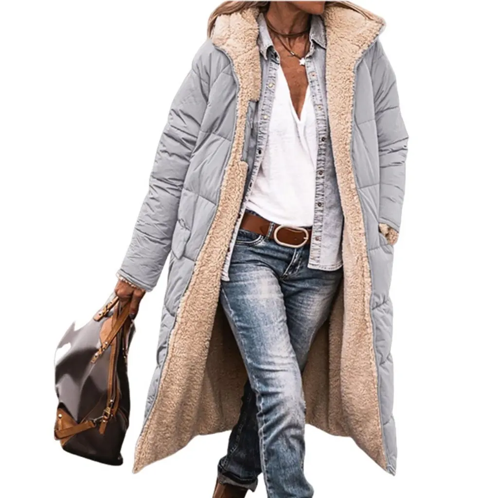 

Women's Cotton-Padded Hooded Jacket Multi-Color Double-Sided Wear Extended Coat Fashion Commuter European American Style