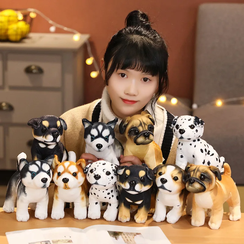 จําลอง Dalmatian Husky ตุ๊กตาลูกสุนัขของขวัญเด็กตุ๊กตา Plush ของเล่น